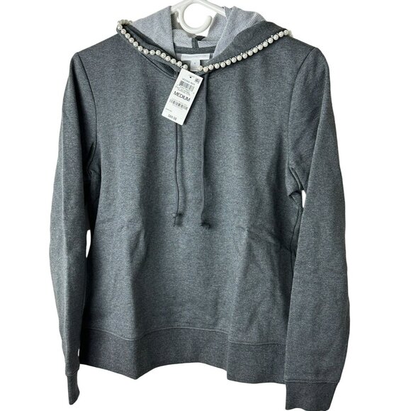 Charter Club Medium Pearl Trim Embellished Hoodie Pullover Sweater Hoodie - Picture 9 of 9